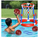 Pool Basketball Hoop Floating Ring Toss Game,Pool Toys for Kids Summer Toys,Birthday Gifts for Kids,Family Pool Party,Swimming Pool Basketball Hoop Include 2 Balls,6 Ring and 1 Pump,Blue