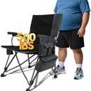 Heated Camping Chairs Adults Folding: Oversized Foldable Outdoor Chair for Outsides with Cup Holder – Heavy Duty Heating Portable Chair Sports Fishing Soccer Lawn Camping Furniture (Grey, Oversized)