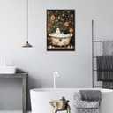 HQPCNGZ Vintage Ghost And Black Cat In Bathtub Posters Cute Bubblebath Flower Canvas Wall Art Spooky Halloween Prints Painting For Bathroom Home Bedroom Dorm Wall Decor 12x16in Unframed
