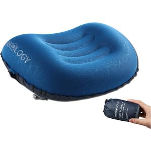 TREKOLOGY Ultralight Inflatable Camping Travel Pillow - ALUFT 2.0 Compressible, Compact, Comfortable, Ergonomic Inflating Pillows for Neck & Lumbar Support While Camp, Hiking, Backpacking (Navy Blue)