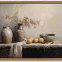 Kitchen Wall Art, Vintage Jar Still Life Canvas Print, Rustic Farmhouse Floating Framed Artwork, Fruit Botanical Decor for Dining Room 16x24 Ready to Hang