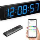 15.2" Large Digital Wall Clock with App & Remote Control, Customizable RGB Colors, 10 Alarms, Stopwatch, Countdown, Timer Clock for Home Gym Living Room Office Garage Decor