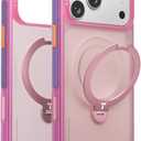 TORRAS Ostand Q3 Air for iPhone 17 Pro Max Case with 360 Magnetic Stand, Fit for MagSafe, Mil-Grade Drop Tested, Camera Control Button, Shockproof Phone Case for iPhone 17 Pro Max 6.9", Neon Pink