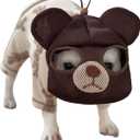 MANON ROSA Bulldog Muzzle: Adjustable Breathable Mesh Anti-Biting Anti-Eating Mask for Biting Licking Chewing Grooming - Cute Fun Dog Cosplay Hat (Medium,Bear)