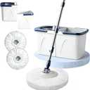 Spin Mop and Bucket Set - 360 Degree Microfiber Mop with Hands Free Wringer System, Multi Surface Floor Cleaning Mop for Hardwood, Tile, and Vinyl Floors, Blue