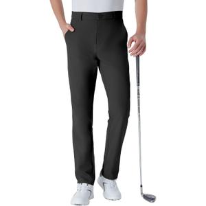 Men's Tall Golf Pants 32"/34" 36"/38" Stretch Work Dress Pants Lightweight Quick Dry Casual Trousers with Pockets (Black, 34Wx32L)
