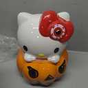 Silver Buffalo Sanrio Hello Kitty Halloween Pumpkin Jack O'Lantern 3D Sculpted Ceramic Cookie Snack Candy Jar (Medium)