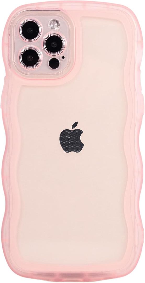 Case for iPhone 12 Pro Max 6.7 Inch,Cute Kawaii Clear Case for Women/Girls,Yellowing-Resistant,Transparent Soft Silicone Thin Slim Full Body Shockproof Protection Phone Cover -Pink