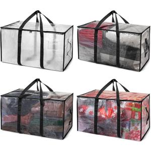 ClearSpace Heavy Duty Moving Bags or Storage Bags  Clear Storage Bins with Lids, Large Moving Boxes with Backpack Straps & Zippers  Packing Bags & Moving Supplies for College Dorm- 4 Pack
