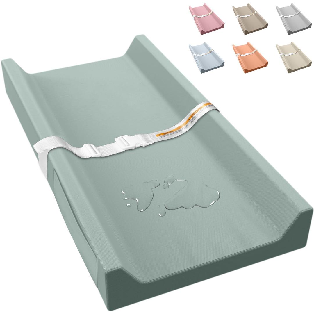Vegan Leather Baby Changing Pad, Waterproof & Wipeable Soft Diaper Changing Mat 32 x 16.6" Comfortable Infant Changing Station for Dresser & Table (Green)