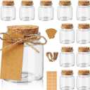 OurWarm 12 Pack Mini Jars with Lids, 1.7OZ Small Glass Bottles with Cork Tag Label and Twine, Versatile Small Glass Jars for Candy Potion Spice DIY Crafts Gift Birthday Wedding Party Decorations