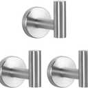 NearMoon Bath Towel Hooks- SUS 304 Stainless Steel Robe Hook Holder, Heavy Duty Coat Hook for Bathroom Livingroom Hotel Kitchen Garage, Wall Mounted (Brushed Nickel, 3 Pack)