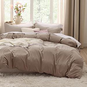 Bedsure Khaki Duvet Cover King Size - 3 Pieces Prewashed Extra Soft Bedding Set, Includes 1 Duvet Cover 104x90 Inches with Zipper Closure & 2 Pillow Shams, Comforter Not Included