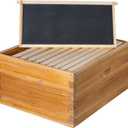 Honey Lake 10 Frame Langstroth Deep Brood Bee Hive Box Dipped in Beeswax, Sections of Wood for Beehives, Includes Beehive Frames and Waxed Foundations (Unassembled)