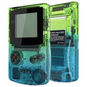 IPS Ready Upgraded eXtremeRate Gradient Translucent Green Blue Replacement Shell Full Housing Cover Buttons for Gameboy Color Fit for OSD IPS & Regular IPS & Standard LCD Not Console & IPS Screen