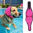 LIANZIMAU Dog Ear Covers for Bath, Swimming & Grooming Water Resistant Dogs Shower Cap Reusable Dog Ear Protection for Noise, Blow Drying Adjustable Ear Wraps for Dogs Bathing Supplies (Large, Magenta)