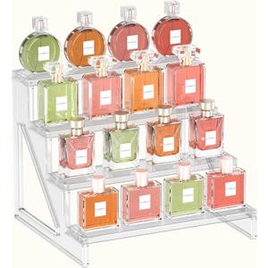 Display Stand Organizer Room Decor - 4 Tier Acrylic Shelves Clear Display Risers, Perfume Organizer Stand,Cupcakes Stand Holder, Desserts Shelves Organizer and Decor for Bedroom, Bathroom, Party, 1 Pack(9 Inch ,1 Pack)