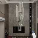 Modern Chandeliers, Black Chandelier with 6 Ring Led Foyer Chandeliers,Larger High Ceiling Chandelier for Living Room,Square Chandeliers for Entryway Staircase LED Dimming 2700k-6000k