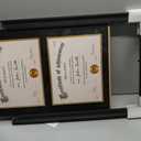 Yaetm Vertical Double Diploma Frame 14x20 for Two 8.5x11 Certificates, Degrees, Documents, Tempered Glass with Black Over Gold Acid-free Mats, Dual Diploma Frames, Black/Black