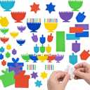 The Dreidel Company 1000-Pieces Hanukkah Foam Stickers Peel & Stick Chanuka Foam Menorah and Dreidel Shapes Self Adhesive Felt Shape for Kids Crafts Mini Arts