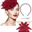 Geyoga 50s Fascinator Hat for Women Funeral Veil Hat Pillbox Cocktail Tea Party Headpiece and Lace Glove