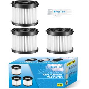3 Pack HEPA Dry Filter compatible with Milwaukee Compact Vacuum filter M18 Model# 0882-20, Part # 49-90-1951 49-90-0160