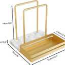Napkin Holder for Table, Metal Marble Napkin Holder with Salt and Pepper Shakers Caddy, Standing Paper Napkin Storage for Dining Table Kitchen Decor, Marble & Metal Base, Gold