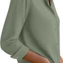 Wrinkle Free Button Down Shirts for Women Charm Slim-Fit Long Sleeve Formal Solid Dress Shirt Blouses Tops (Medium, Army Green)