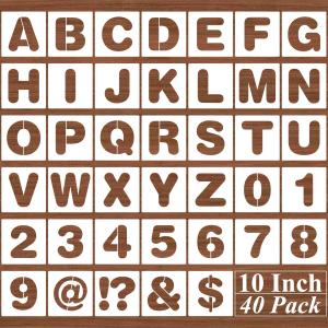 10 Inch Alphabet Letter Stencils - 40 Pack Letter Number Stencil Templates with Signs for Painting on Wood, Reusable Calligraphy Letters Stencils for Chalkboard Fabric Wood Signs