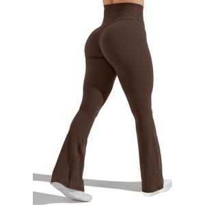 Unthewe High Waisted Flare Leggings for Women Tummy Control Butt Lifting Workout Yoga Wide Leg Pants (Medium, Dark Brown) Unthewe High Waisted Flare Leggings for Women Tummy Control Butt Lifting Workout Yoga Wide Leg Pants (Medium, Dark Brown)
