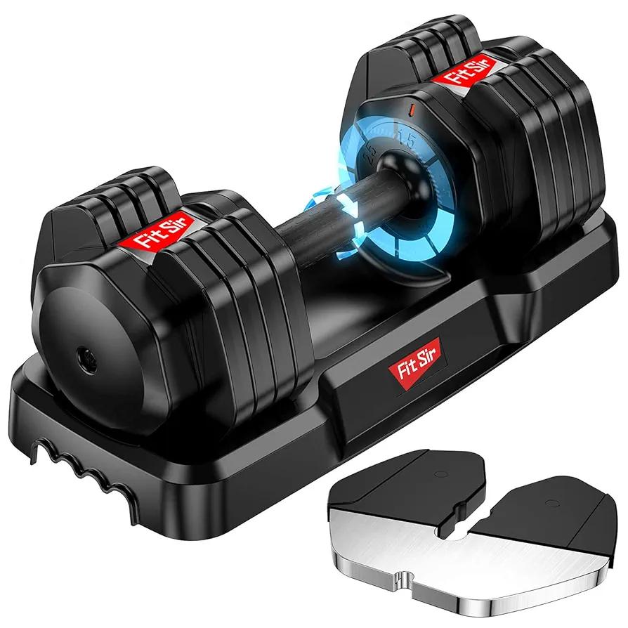 Fit Sir Adjustable Dumbbell Set 55lbs (Single), 15~55lb Hand Weight Change with Anti-Slip Handle for Men Women Home Gym Body Workout Exercise Fitness Strength Training (Black)