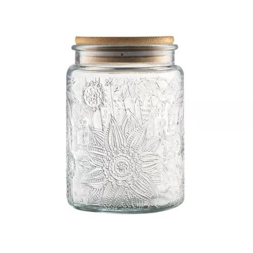 ANSQU Vintage Glass Jar with Lid, 23.7oz Airtight Glass Storage Canister Glass Food Storage Containers for Kitchen Counter, Pantry, Decorative Jar for Coffee, Tea, Sugar, Easter. Candy Cute Jar