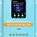Y&H MPPT 80A Solar Charge Controller 12V 24V 36V 48V LCD Display Battery Intelligent Regulator Max 100V Input Dual USB for Lead-Acid/Lithium