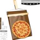 Sliding Pizza Peel, 21.26x12.74 Non Stick Pizza Peel Slider with Handle, Replaceable Oilcloth, Include Replacement Oilcloth * 1, Pizza Server * 1, Pizza Knife * 1