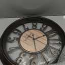 Bernhard Products Large Wall Clock 16 Inch Non Ticking Battery Operated Brown Rustic Farmhouse Vintage Design Stylish Decorative Clocks for Home/Office/Kitchen/Living Room/Bedroom