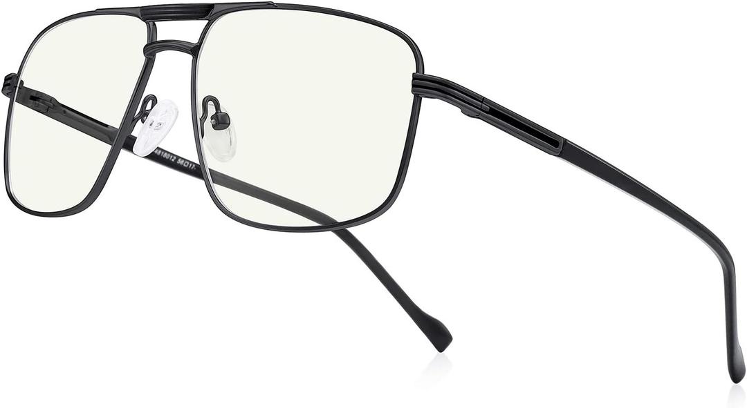 Reading Glasses for Men Square Double Bridge Blue Light Blocking Computer Readers (Black)