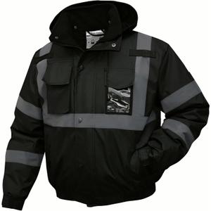 SKSAFETY High Visibility Reflective Jackets for Men, Waterproof Safety Jacket for Men with Pockets, Black Work Construction Coats for Winter Cold Weather, XL, Pack of 1