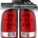 Tail Light Compatible With 2007-2013 GMC Sierra 1500 2500HD 3500HD Driver and Passenger Side Rear Brake Lamps With Bulbs and Harness Included Black Edge Replace# GM2800208,GM2801208