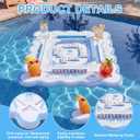 Junkin Floating Mahjong Table Mat for Pool Scalloped Double Sided Waterproof Game Tray for Poker Cards Dominoes EVA Mahjong Table Poker Float Board Water Game Tables for Hot Tub Beach Party (Classic), 31.5 x 31.5 inches