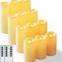 Homemory 12 Pcs Waterproof Flameless LED Candles with Remote & Timer, 4-Size Set (D2.2'' x H4''5''6''7''), Battery Operated Candles for Home Decor, Outdoor Parties & Events