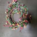 Artgar Front Door Wreath 24 Inch Spring/Summer Wreaths for Front Door, Front Door Wreaths for All Seasons for Indoor Outdoor Home Office Wall Window Wedding Farmhouse Decor (Red&Orange&Purple)