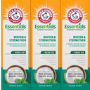 ARM & HAMMER Essentials Whiten & Strengthen Fluoride Toothpaste-3 Pack of 4.3oz Tubes, Fresh Mint- 100% Natural Baking Soda- Fluoride Toothpaste
