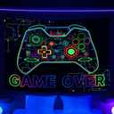 Bzhilja Game Themed Tapestry Wall Hanging, UV Reactive Over Gaming Wall Art Tapestris for Guys Men Boys, Tapestry Wall Art for Game Room Bedroom Party Office, 90"L x 70"W