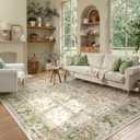 Lahome Boho 5x7 Area Rug, Soft Green Rugs for Living Room Ultra-Thin Washable Playroom Rug, Print Non Slip Carpet Rug for Bedroom Nursery Kids Room Office (Green, 5' x 7')