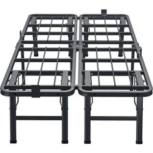 VIPSHOW 14 Inch Twin Metal Bed Frame Folding Bed Frame Tool-Free Assembly Mattress Foundation No Box Spring Needed Platform 2500lbs Heavy Duty Steel Slats, Noise-Free, Easy Assembly, Black