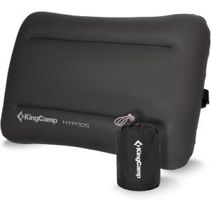 KingCamp Inflatable Pillow for Camping, Extra Large Camping Pillow, Portable Ergonomic Air Pillow with Removable Washable Memory Foam Cover for Camp, Hiking, Car, Beach, Travel (Dark Grey)