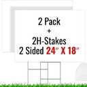 2 Pack Blank Yard Signs with Stakes 24 X 18inch, IKAYAS 18 x 24" Large Size White Garden Yard Signs Yard Sale Signs Corrugated Plastic Signs for Party Decorations, Garage Sale, Guidepost, Open House