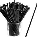 100 Pieces Ball Head Stirrer Disposible Plastic Round Top Crystal Swizzle Sticks, Crystal Cake Pops, Cocktail Coffee Drink Stirrers, Black