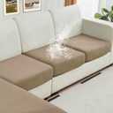 NAISI Waterproof Couch Cushion Covers Thick Velvet Fabric Washable Sofa Slipcovers 3 Pieces Individual Sectional Couch Covers with Elastic Bottom(3 Pcs for 3-Seat or Backrest, Sand)