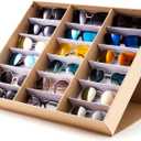 TRIUMPH VISION Sunglasses Organizer Storage Eyeglasses Holder - Multiple Glasses Case Box Eyewear Case with Lid, Beige 